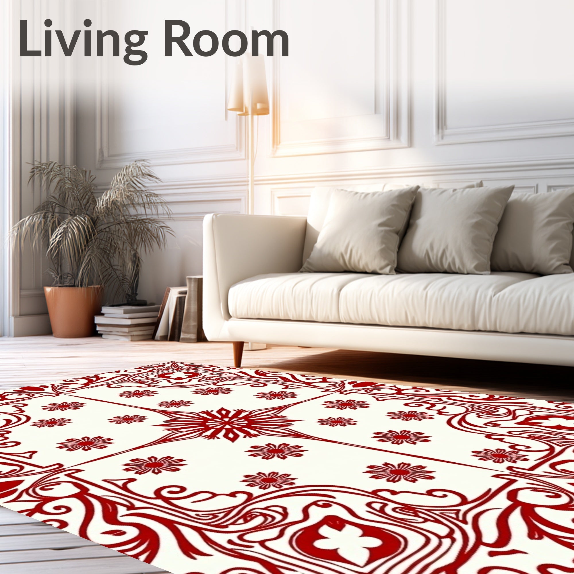 Crimson Floral Court Medallion Rug