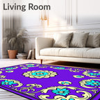 Vivid Purple Floral Medallion Area Rug