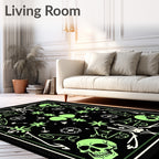 Glow In Dark Skull Floral Border Rug