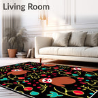 Whimsical Sloth Red Berry Branch Rug