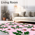 Pink Holly Berries Poinsettia Garland Rug