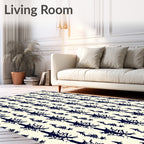 Dark Navy Abstract Organic Branch Rug