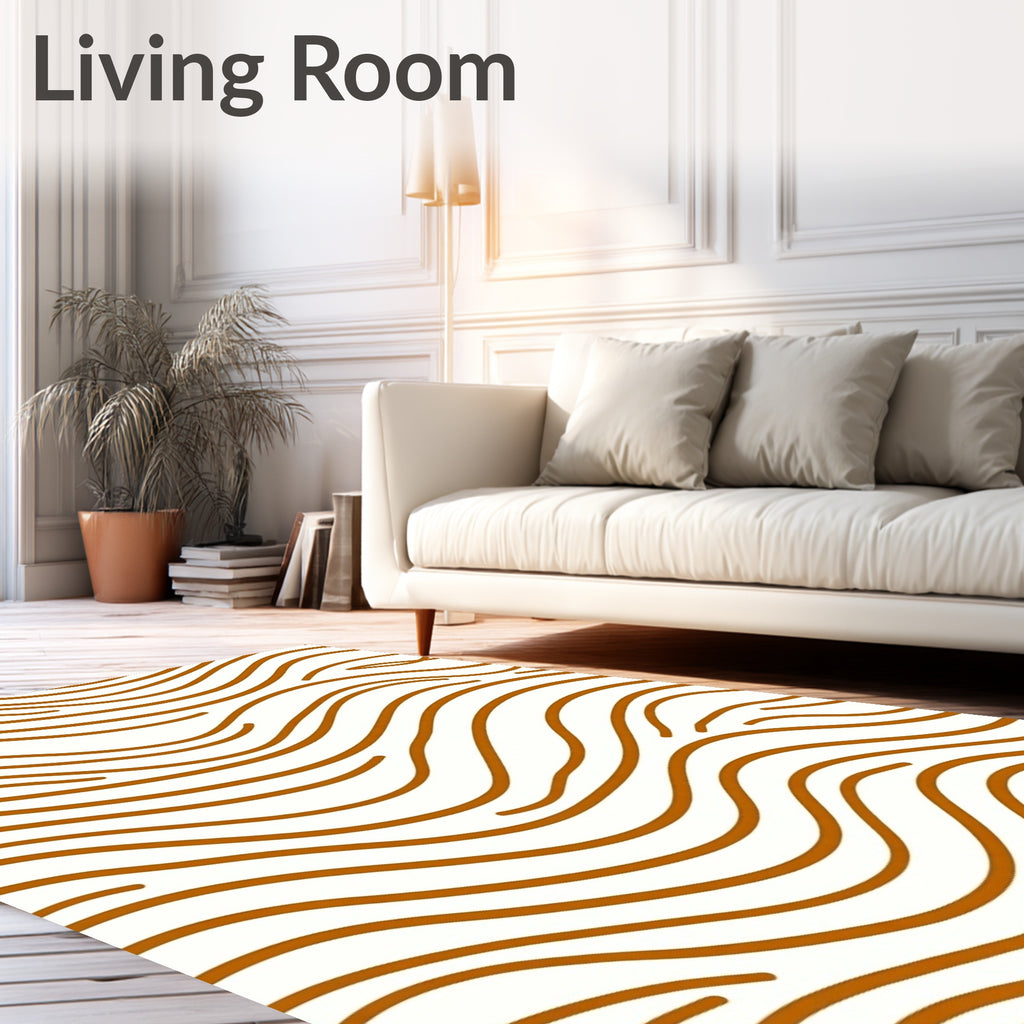 Bold Orange Wave Zebra Stripes Rug