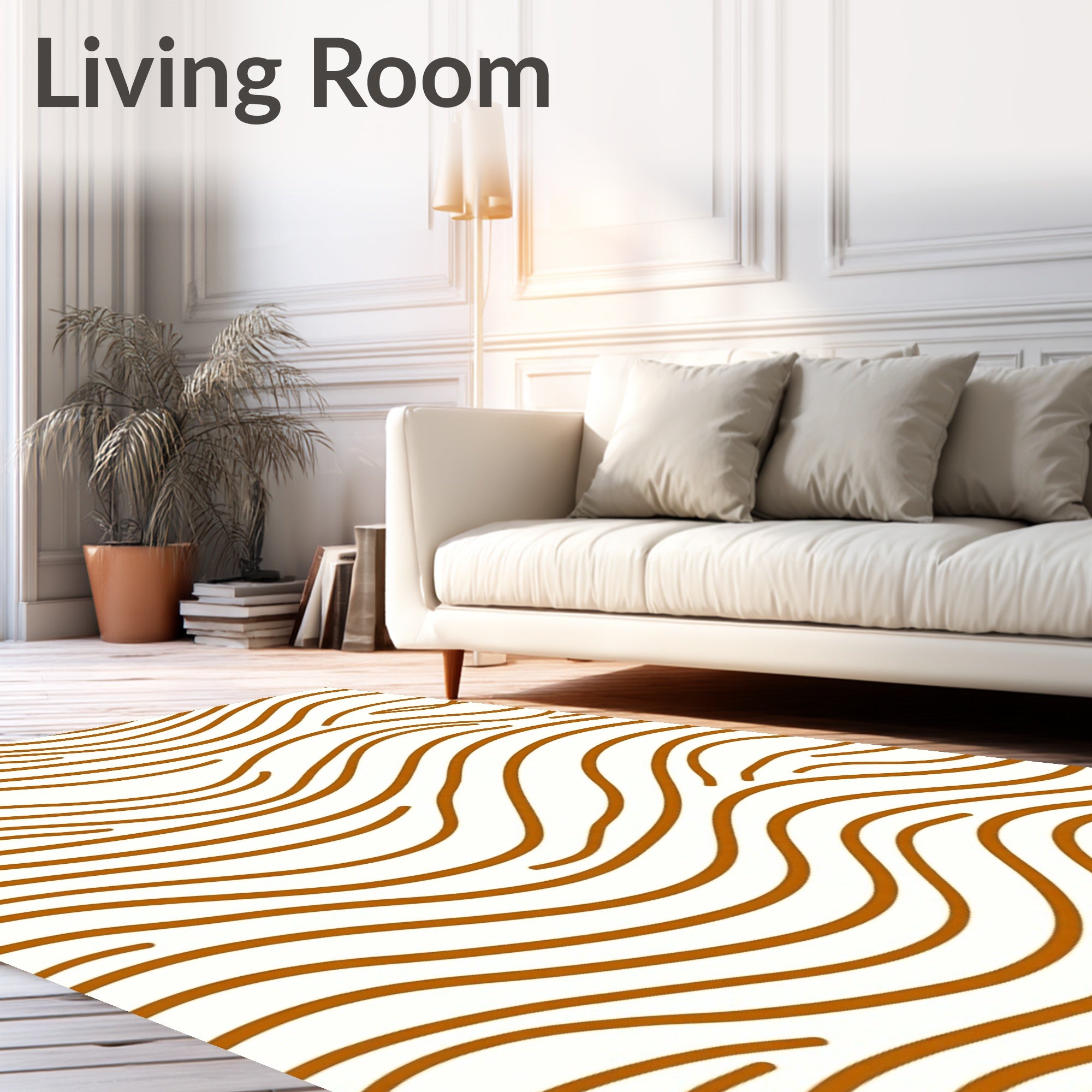 Bold Orange Wave Zebra Stripes Rug
