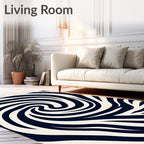 Bold Navy Swirl Animal Print Rug