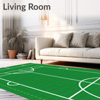 Green Court Geometric White Lines Rug