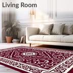Crimson Ivory Intricate Floral Medallion Rug