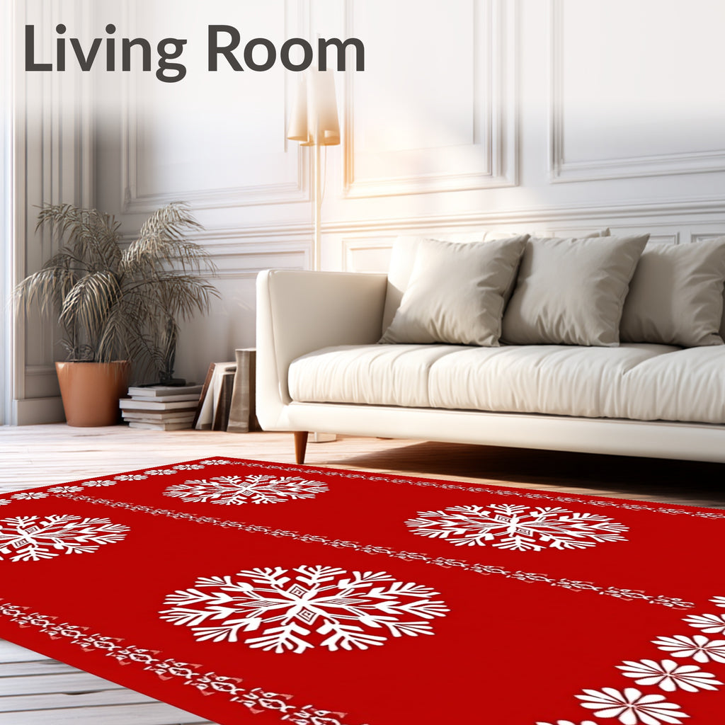 Holiday Snowflakes Border Rug