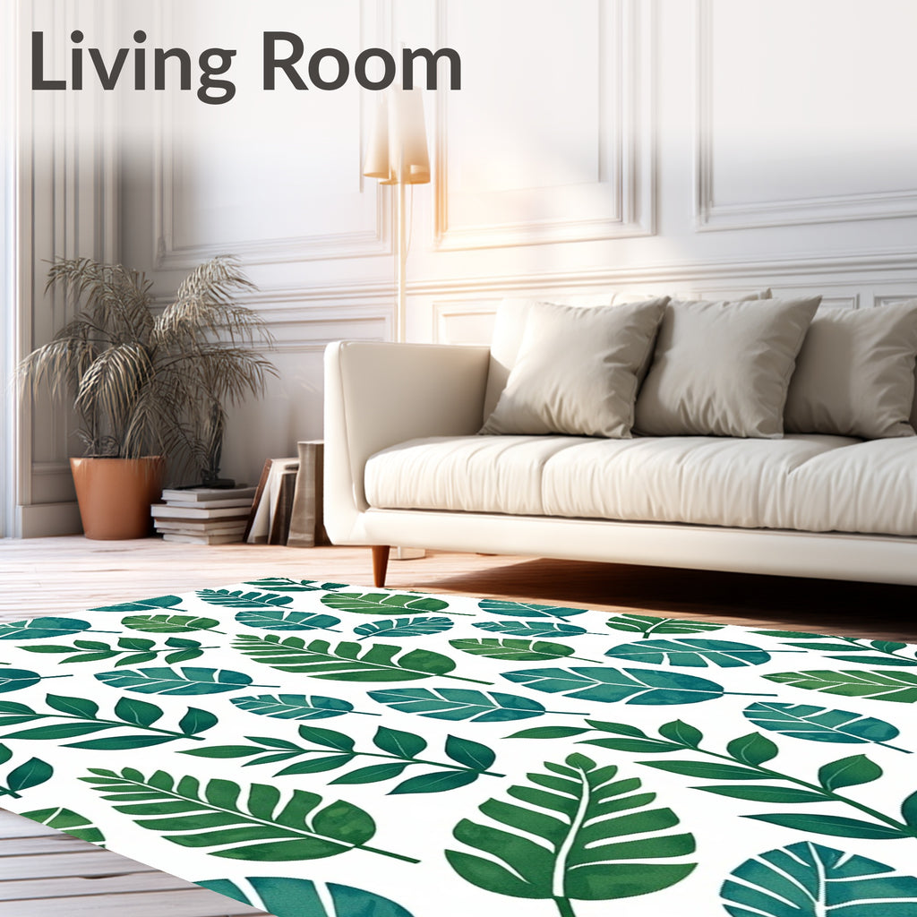 Emerald Green Leafy Cluster Botanical Rug