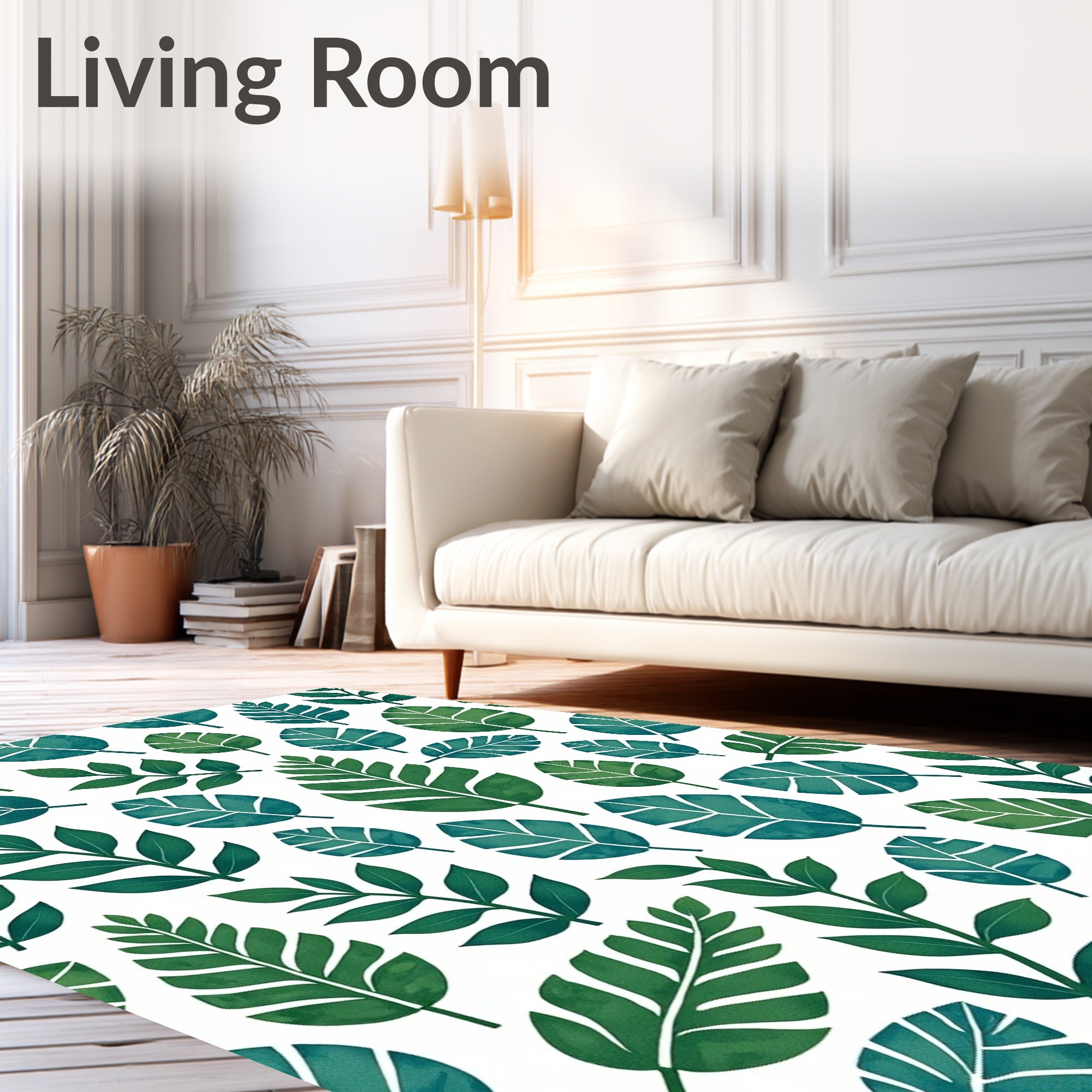 Emerald Green Leafy Cluster Botanical Rug