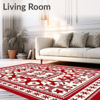 Crimson Folk Art Star Motif Rug