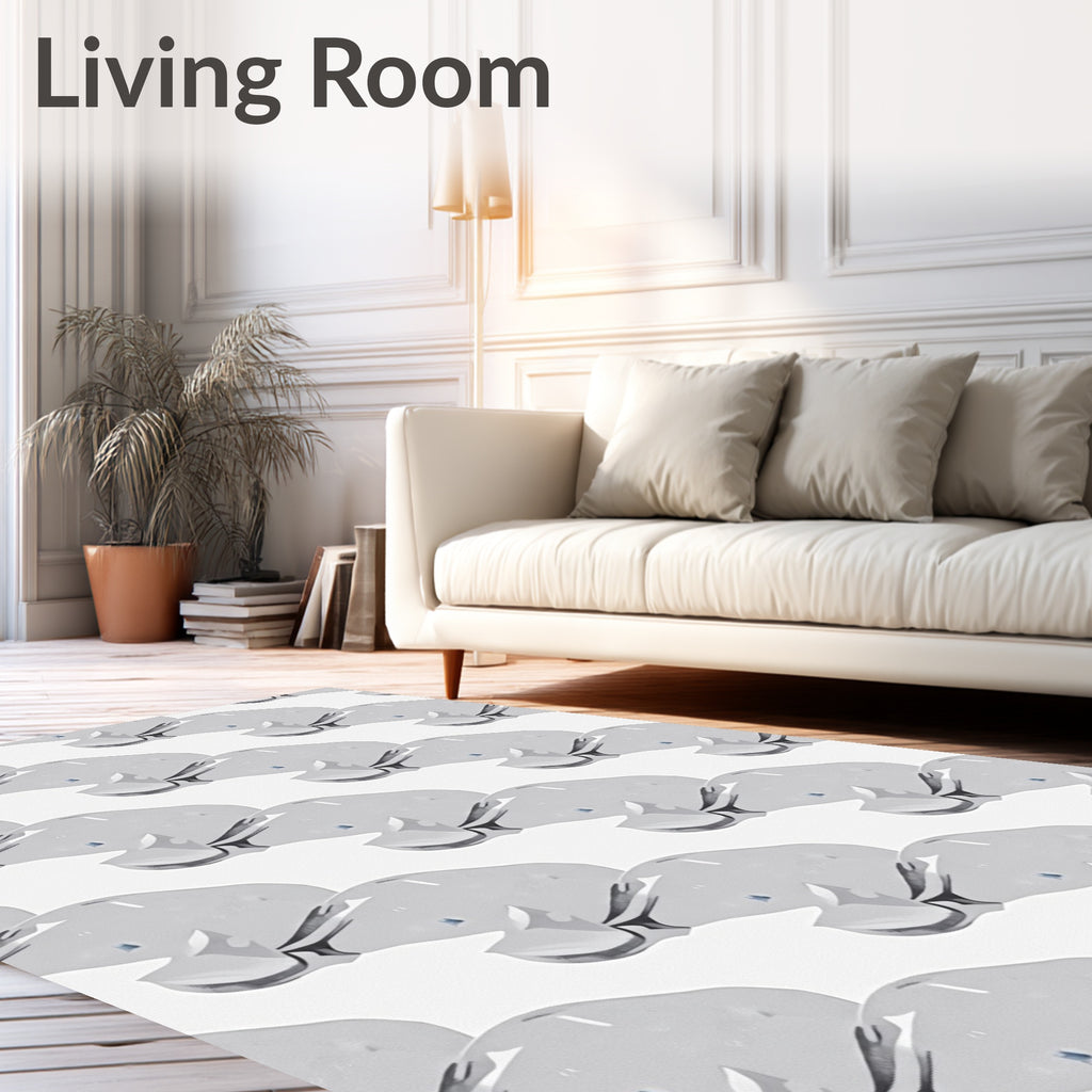 Monochromatic Abstract Blob Arrangement Rug