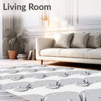 Monochromatic Abstract Blob Arrangement Rug
