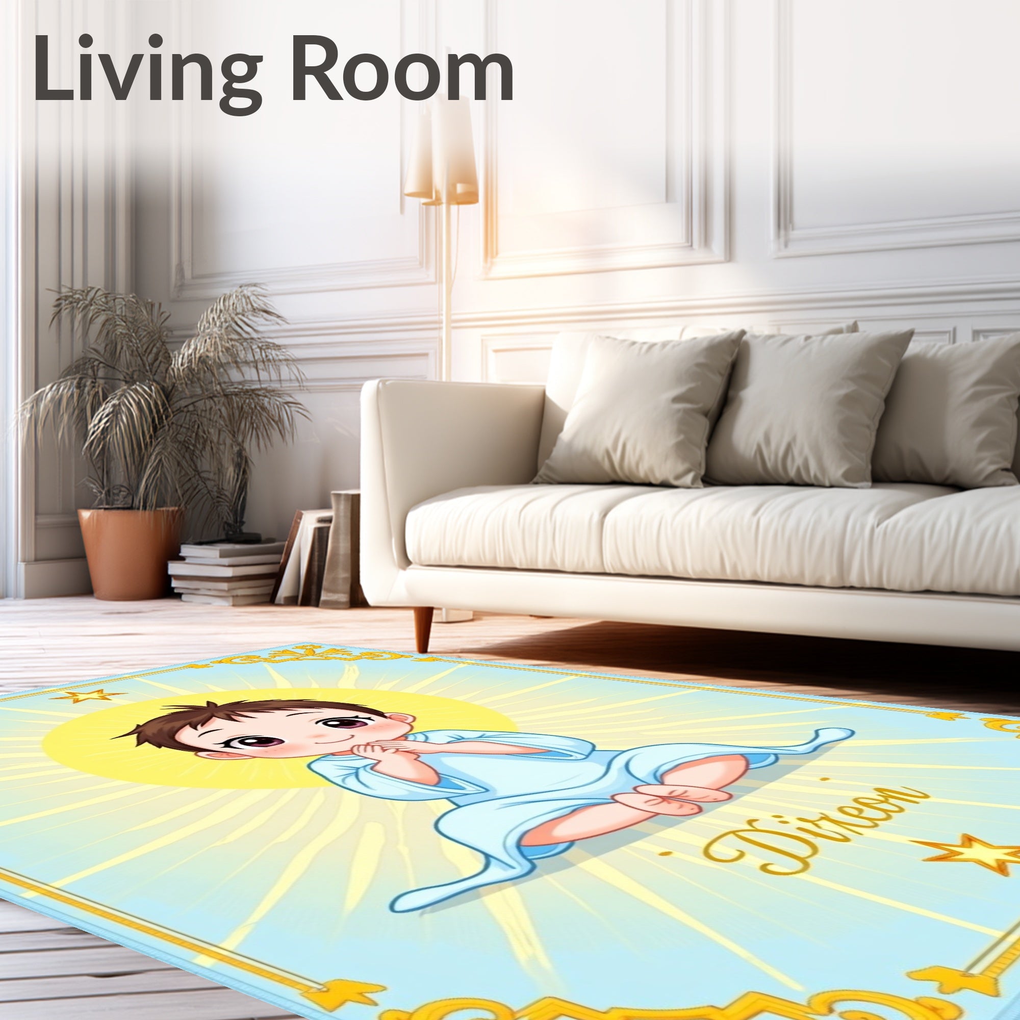 Celestial Baby Blue Starburst Aura Rug