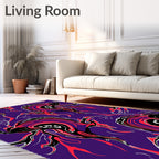 Bold Black Red Swirl Abstract Rug