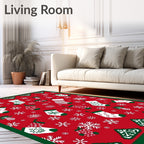 Red Snow Stockings Pineapple Border Rug