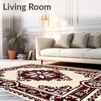 Deep Red Bloom Border Medallion Rug