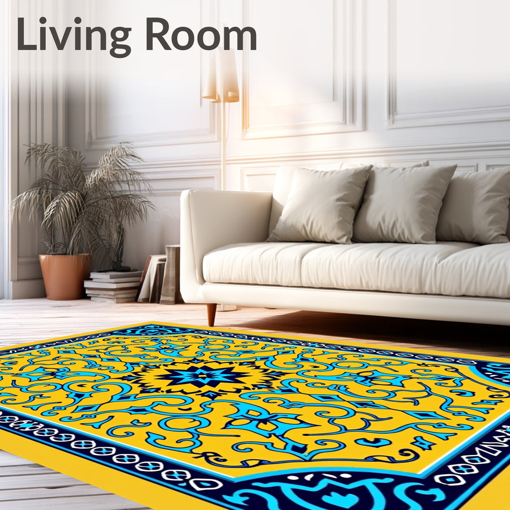 Golden Turquoise Star Medallion Rug
