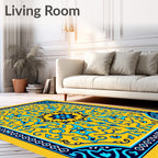 Golden Turquoise Star Medallion Rug