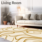 Golden Swirls on Cream Background Rug