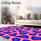 Pink Blue Geometric Starburst Rug