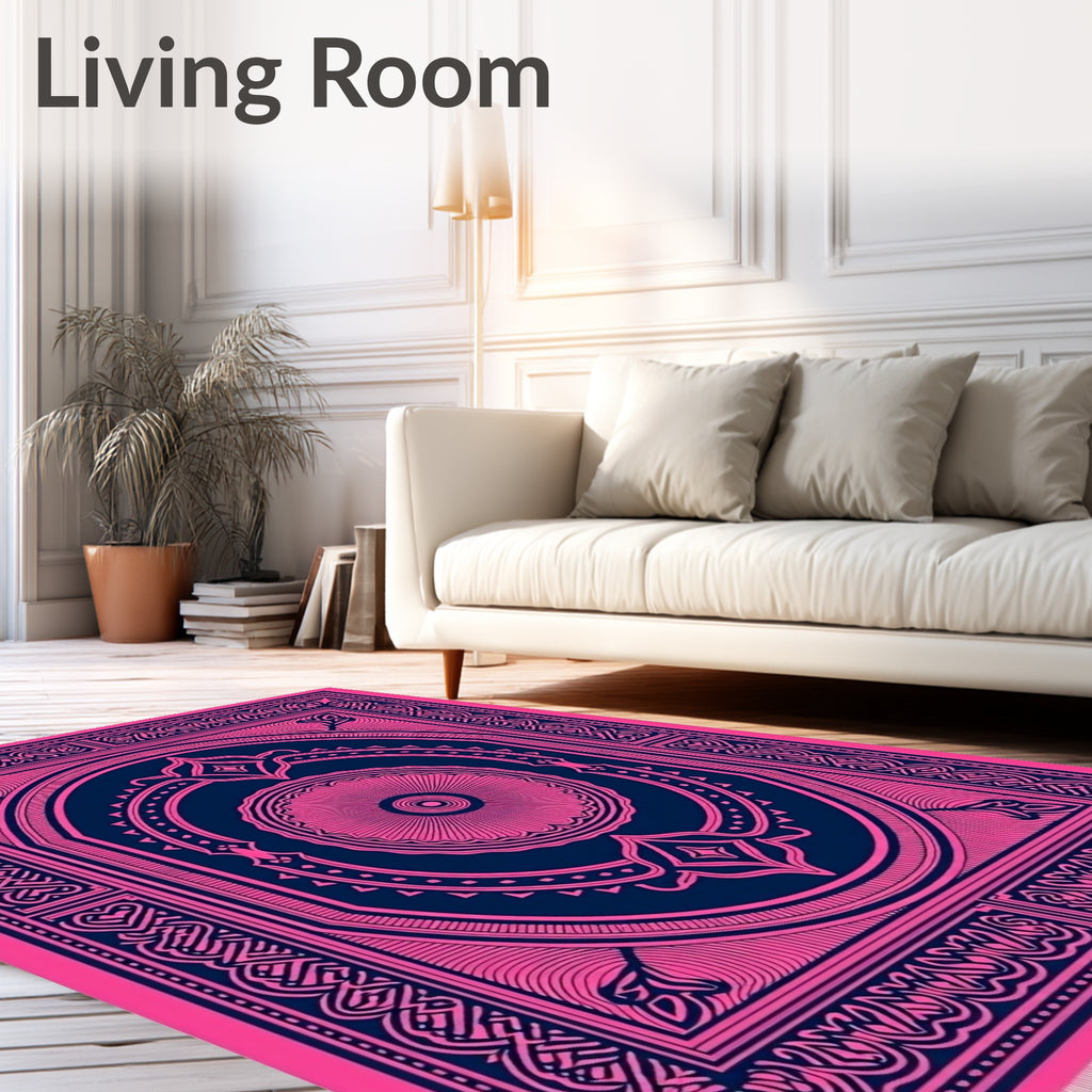 Vivid Pink Geometric Medallion Rug