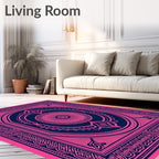 Vivid Pink Geometric Medallion Rug
