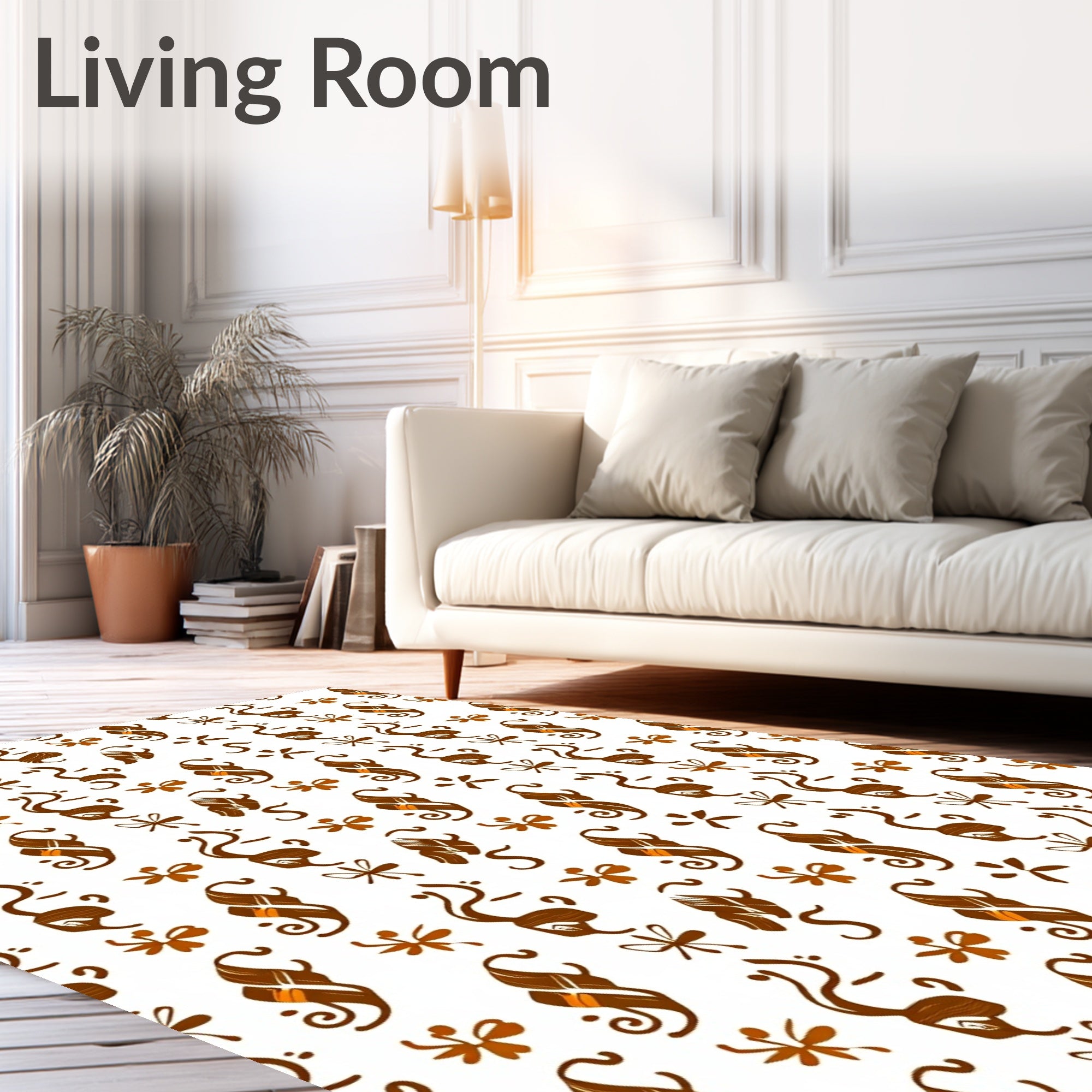 Brown Swirls and Floral Accents Rug