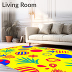 Vibrant Yellow Bold Abstract Circles Rug
