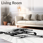 Bold Black Horse Dynamic Motion Rug