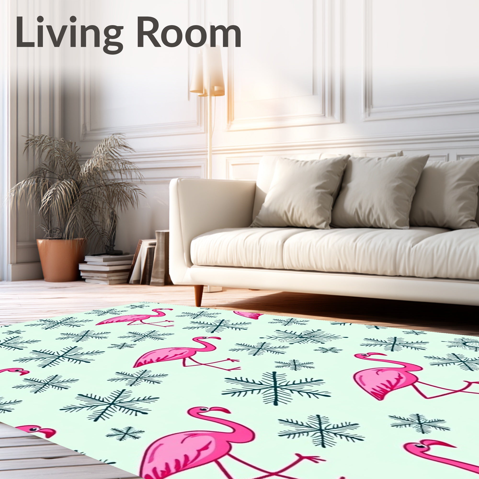 Pink Flamingo Snowflake Infatuation Rug