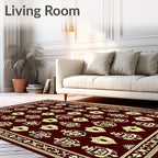 Maroon Cream Crest Medallion Border Rug