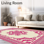 Ornate Crimson Bloom Border Rug
