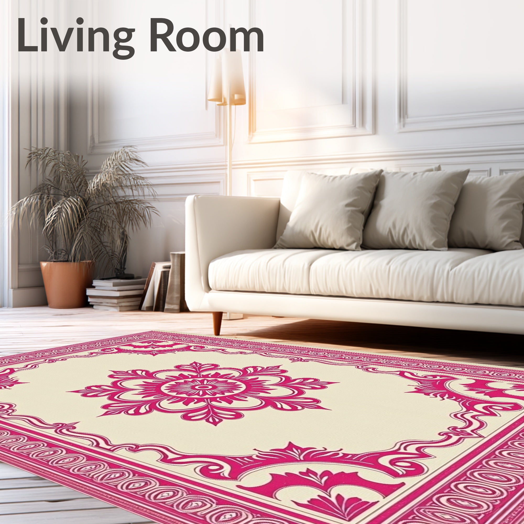 Ornate Crimson Bloom Border Rug