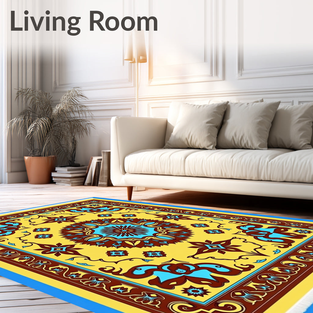 Golden Yellow Floral Medallion Rug