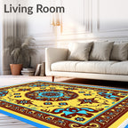 Golden Yellow Floral Medallion Rug