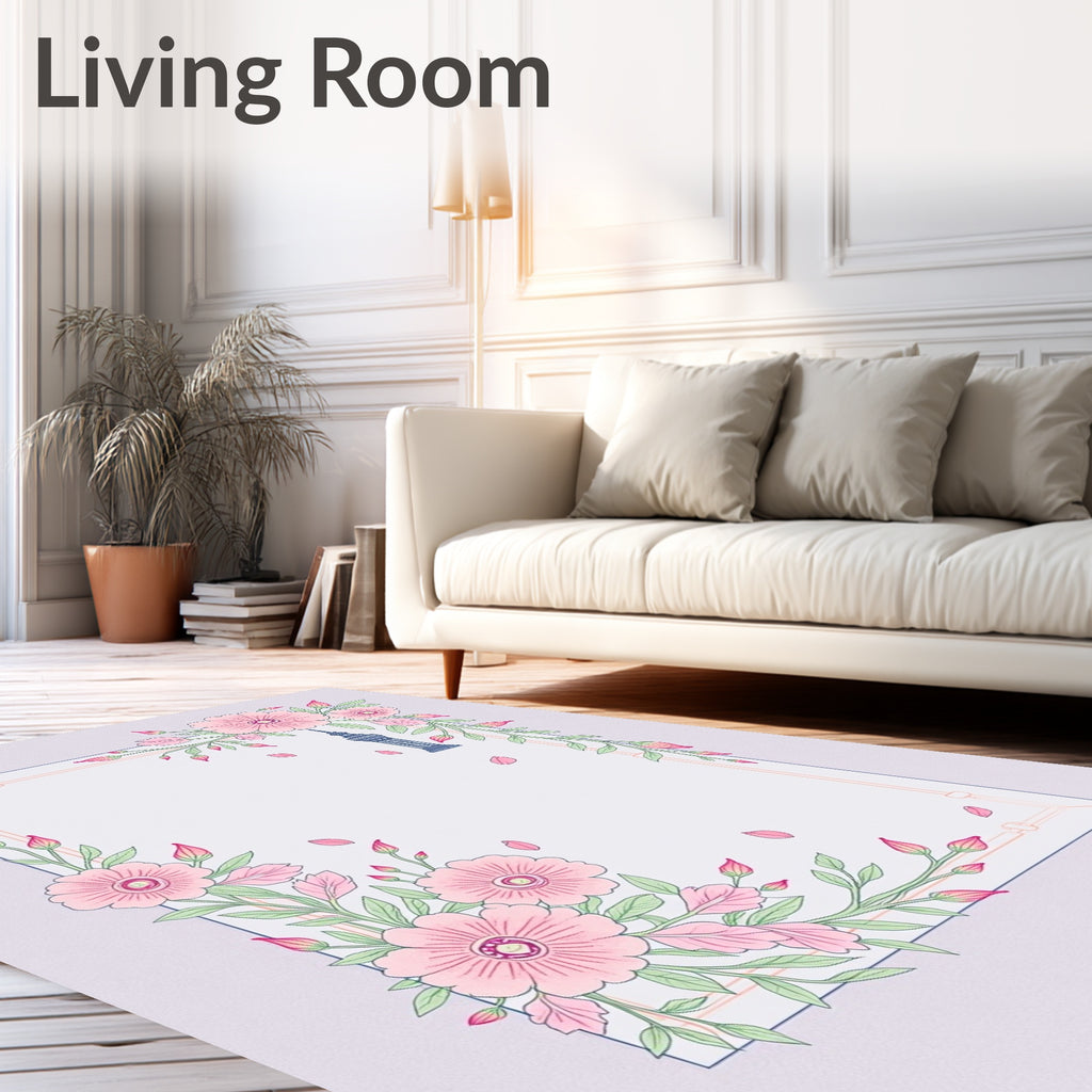 Pastel Pink Blossom Tower Border Rug
