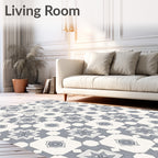 Gray Geometric Medallion Square Rug