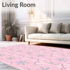 Pastel Pink Swirling Ribbon Starbursts Rug
