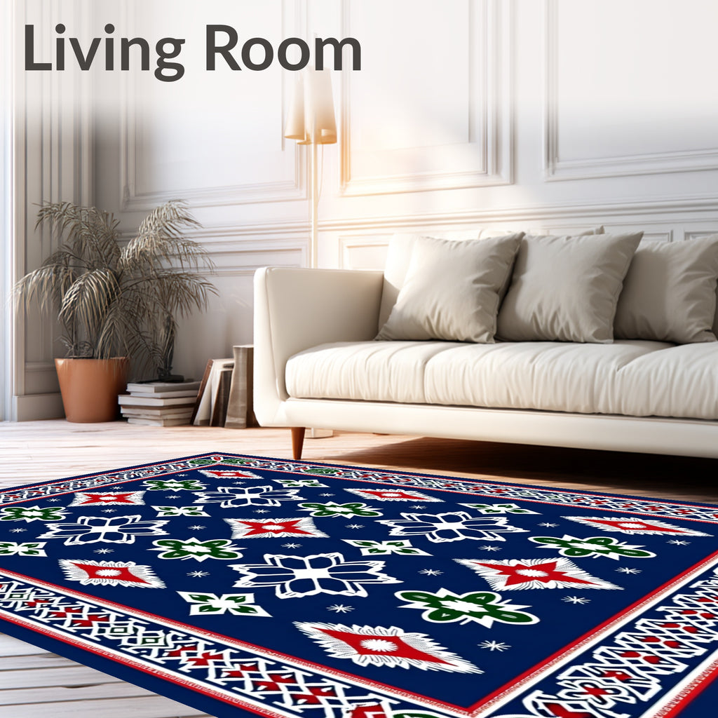 Navajo Red Green Diamond Star Rug