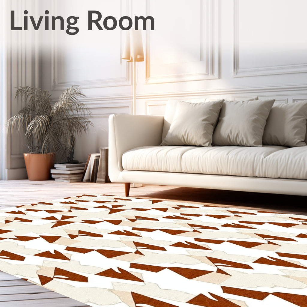 Rust Geometric Abstract Collage Rug