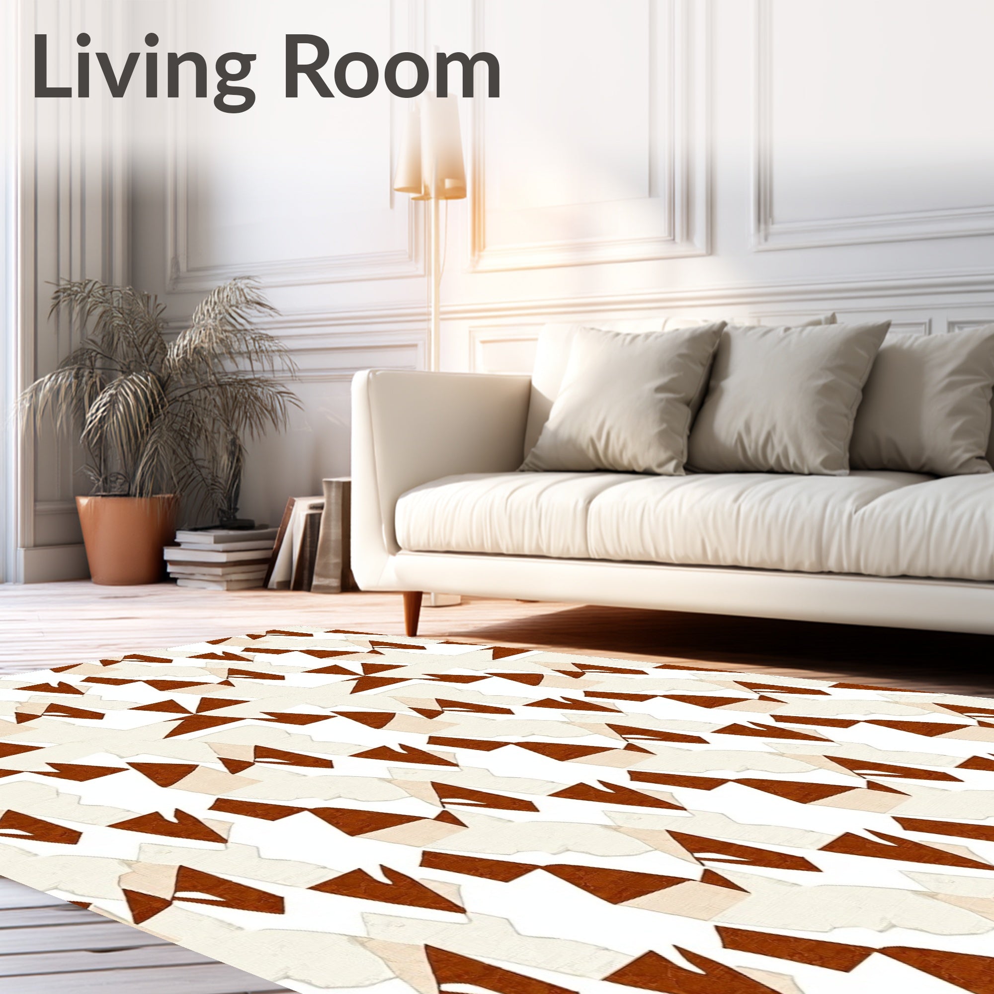 Rust Geometric Abstract Collage Rug