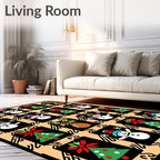 Christmas Snowman Tree Festive Border Rug