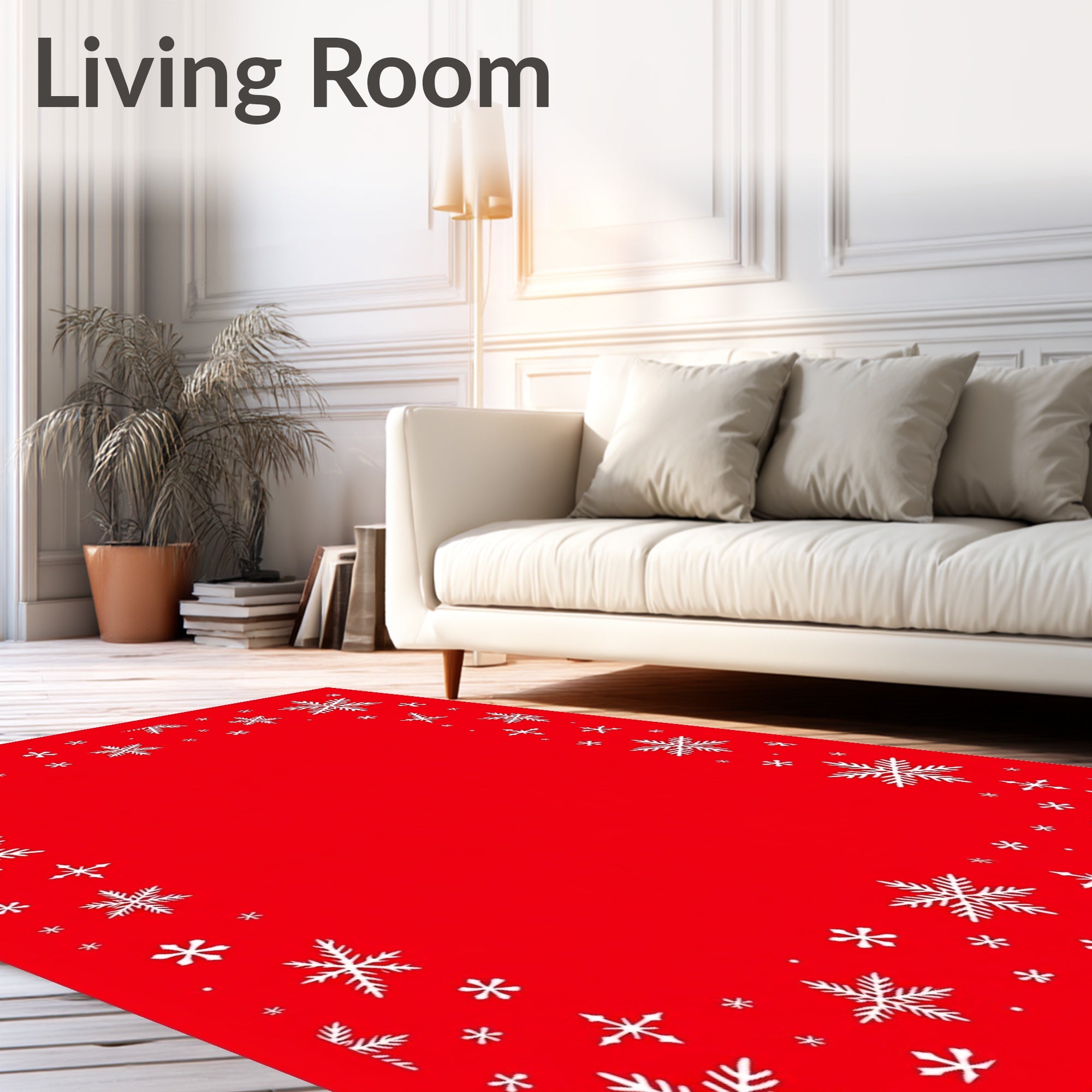 Crimson And White Snowflake Dance Rug