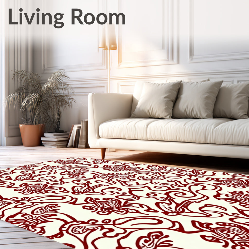 Crimson And Cream Organic Swirl Rug