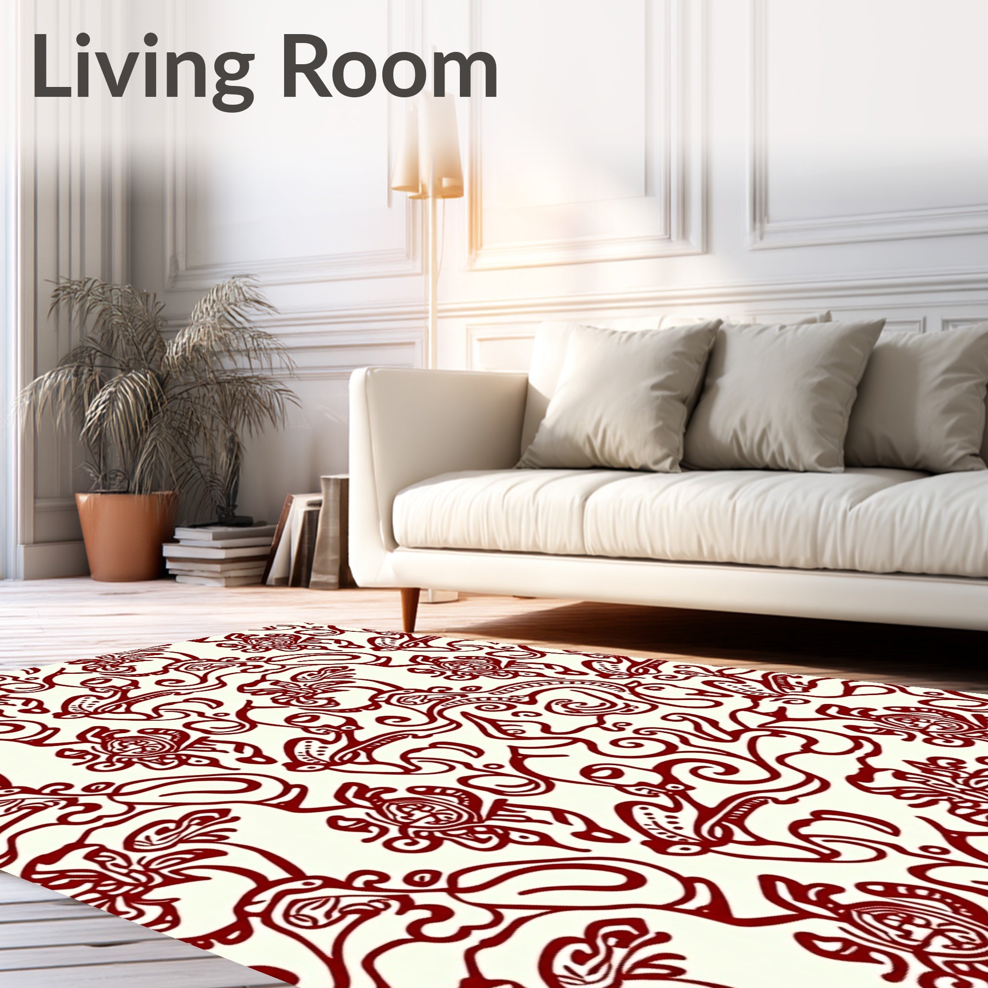 Crimson And Cream Organic Swirl Rug