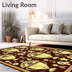 Victorious Gold Trophy Emblem Deep Red Rug