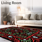 Gothic Red Skull Swirls Medallion Rug