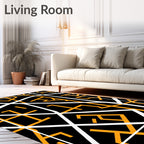 Modern Orange and White Geometric Lines Rug