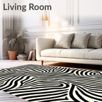 Striking Black White Animalistic Strokes Rug